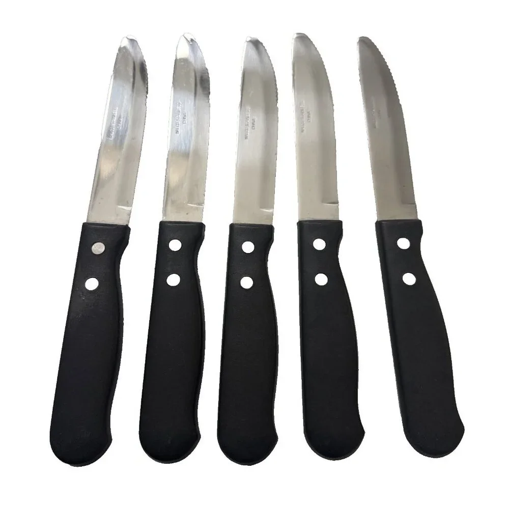 WALCO 9 in Steak Knives with Black Handles Set of 5